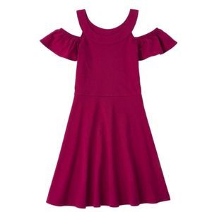 Children's Place Cold Shoulder Solid Ruffle Sleeve Knit Dress
